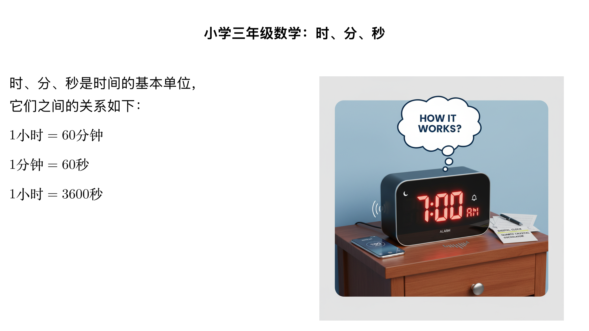 小学三年级数学数与代数时、分、秒