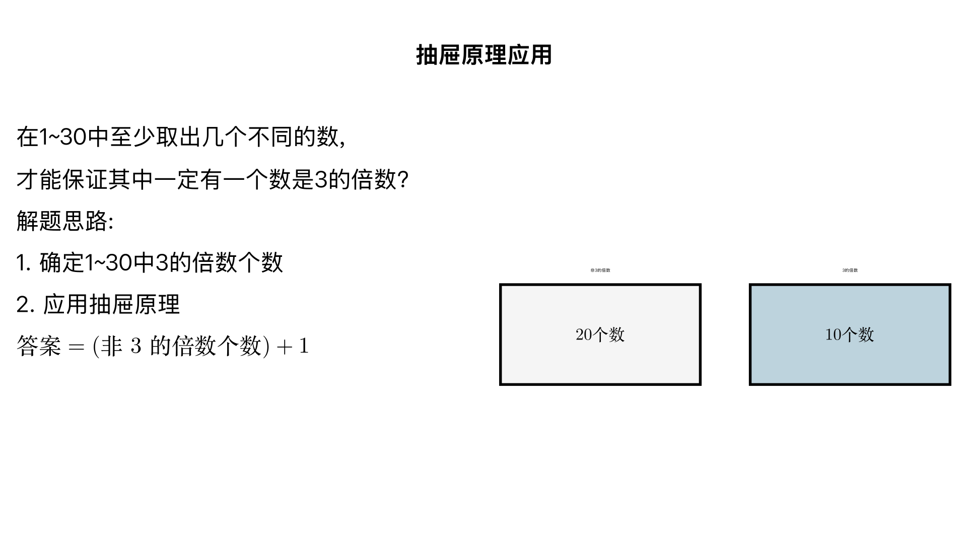 在1-30中至少要取出几个不同的数,才能保证其中一定有一个数是3的倍数?