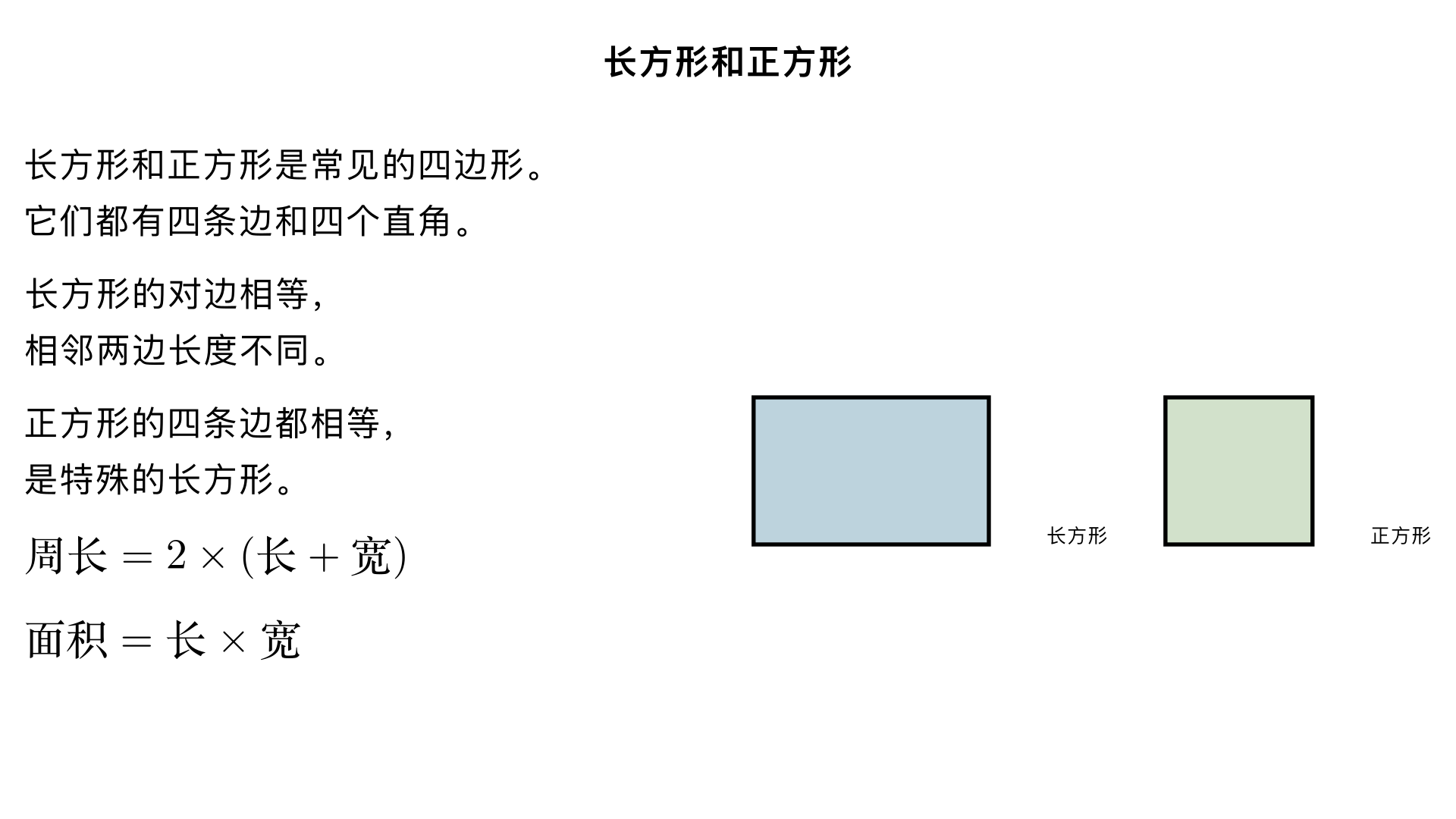 小学三年级数学/图形与几何/长方形和正方形