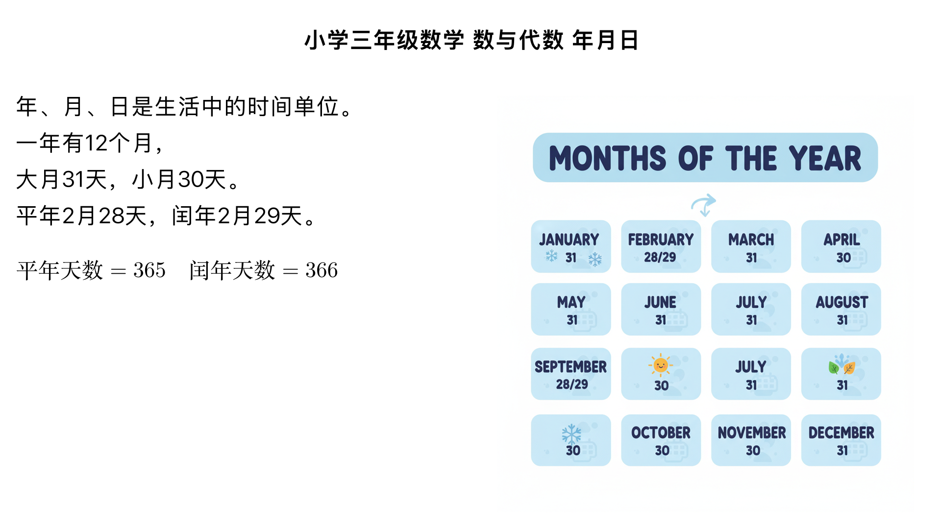 小学三年级数学/数与代数/年月日


