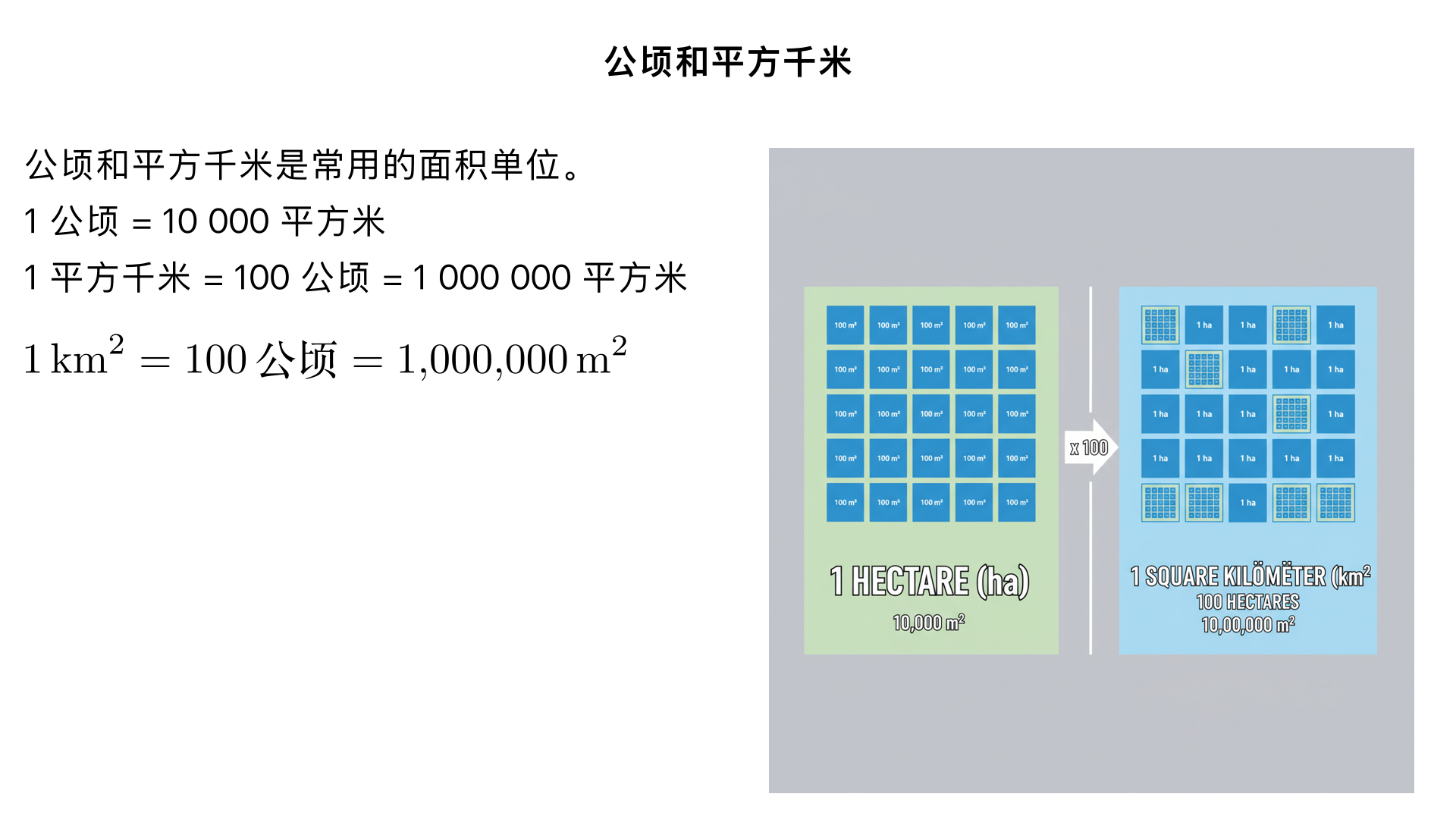 小学四年级数学/数与代数/公顷和平方千米