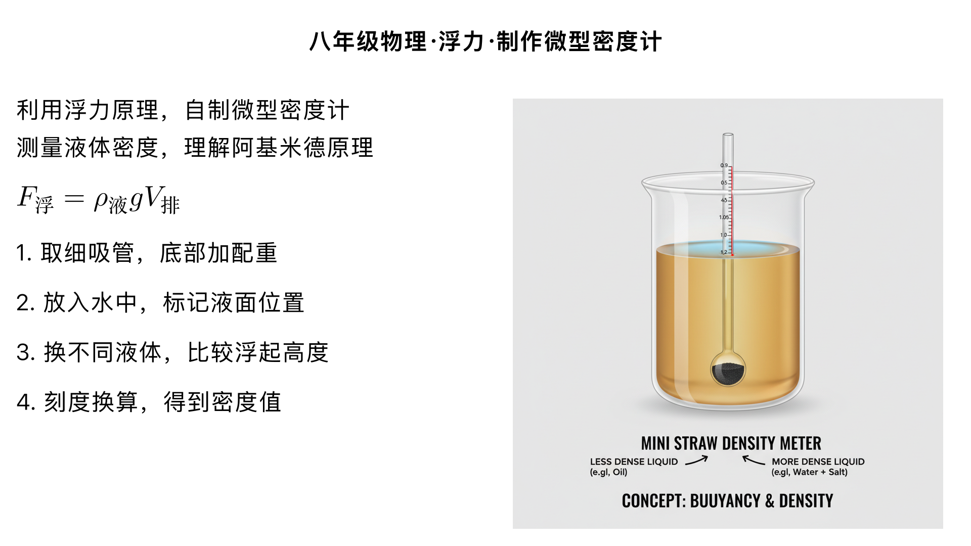八年级物理/浮力/制作微型密度计