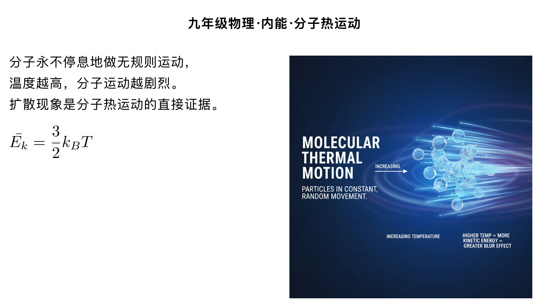 九年级物理/内能/分子热运动（生成一个一分钟以上的科普视频）