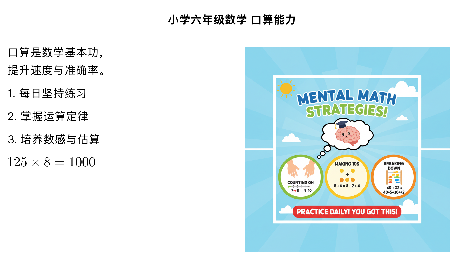 小学六年级数学/口算能力