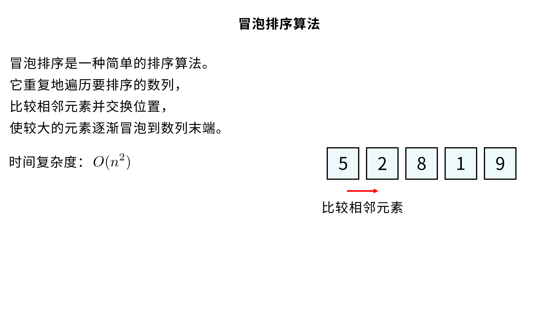 解释一下冒泡排序
