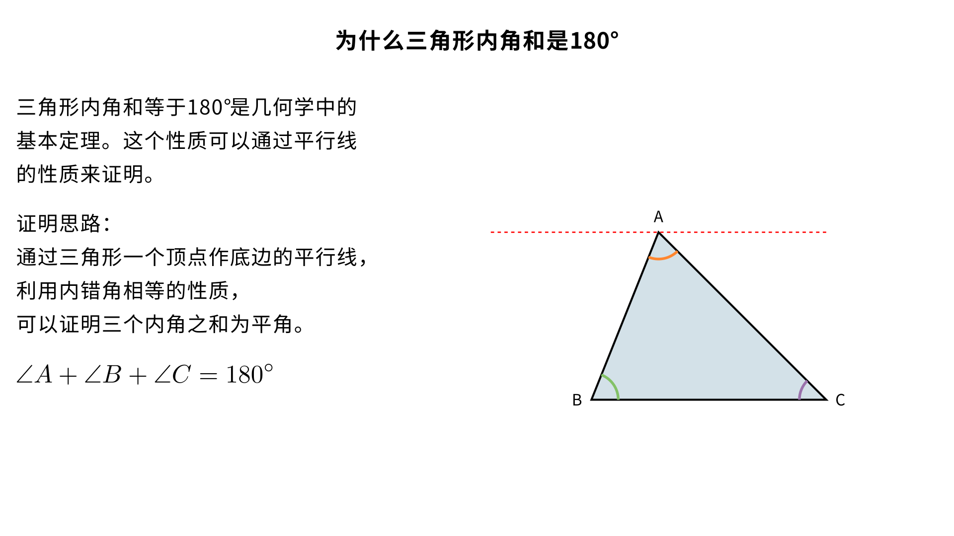 为什么三角形内角和是 180°